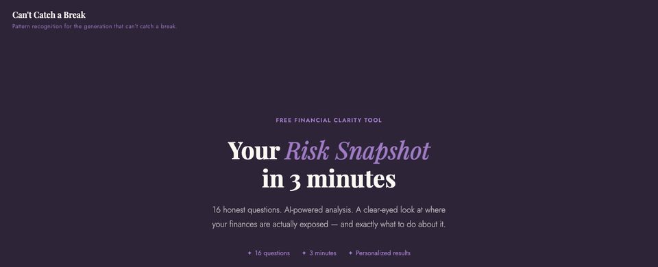 Screenshot of the Can't Catch a Break tool